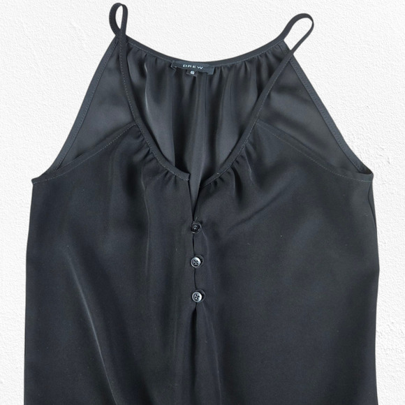 Drew Black V Neck Drawstring Waist Jumpsuit Spaghetti Strap Pockets Size Small - Picture 3 of 9